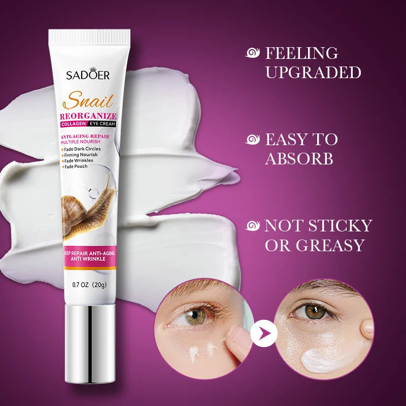 Saoder Snail Collagen Eye Cream Anti Dark Circles Remove Eye Bags Moisturizing Firming Beauty Eyes Skin Care Products Tri Light Beauty