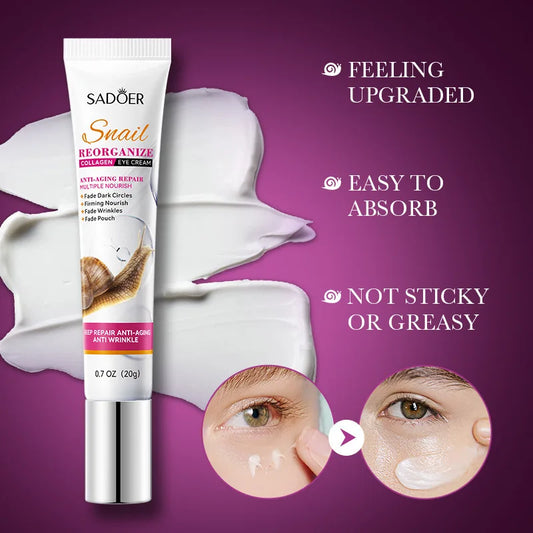 Saoder Snail Collagen Eye Cream Anti Dark Circles Remove Eye Bags Moisturizing Firming Beauty Eyes Skin Care Products Tri Light Beauty