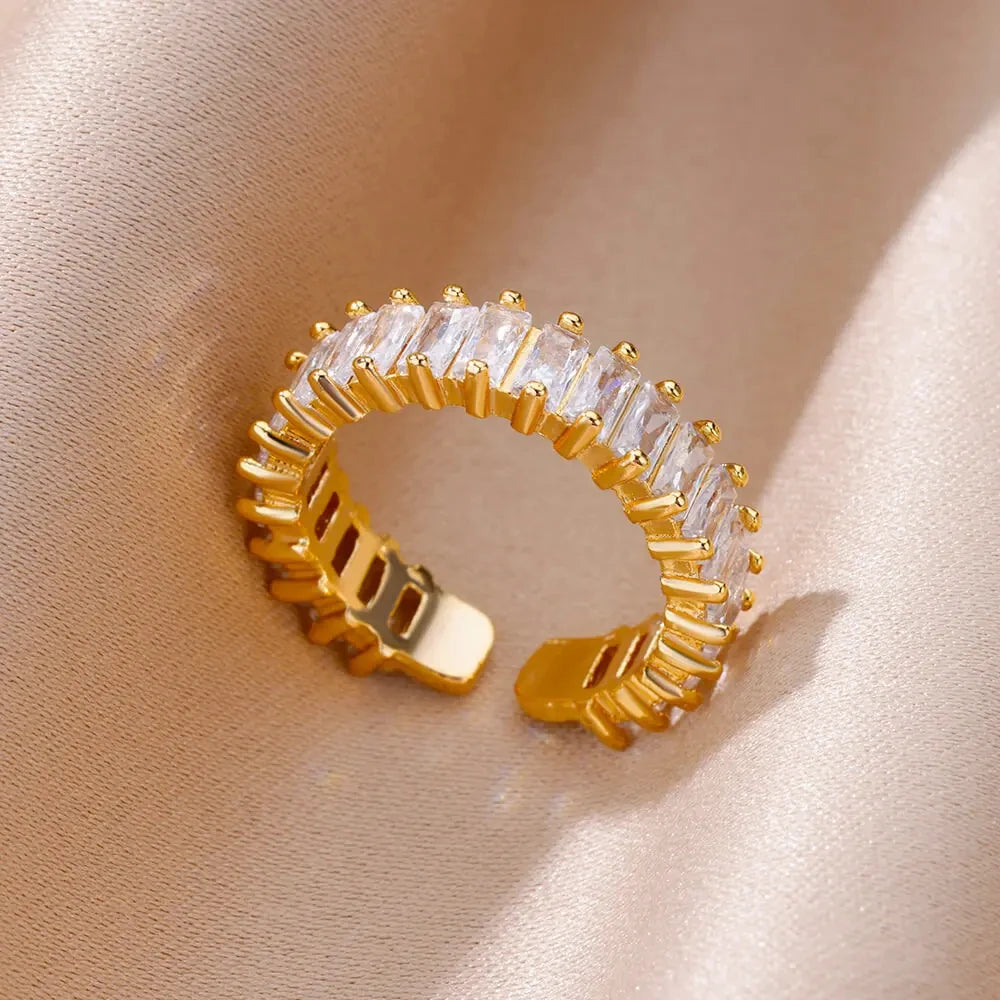 316L Stainless Steel Rings for Women Gold Color Never Fade Luxury Classic rings wedding couple rings Jewelry Free Shipping Pi-Mart
