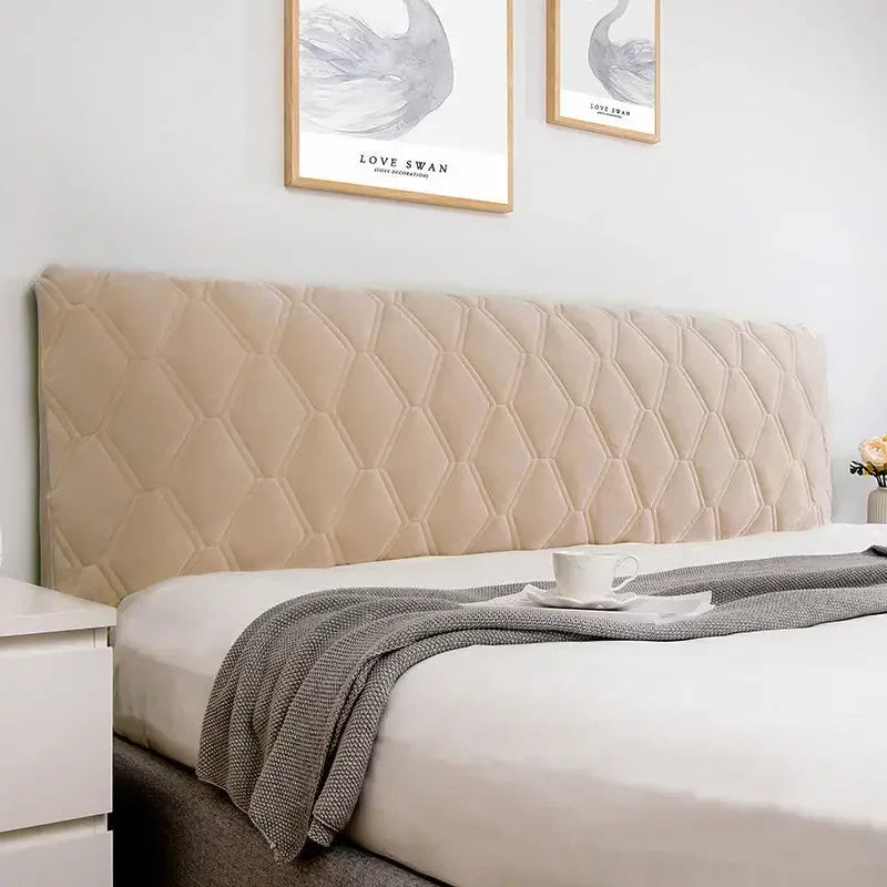 All-inclusive Super Soft Smooth Quilted Head Cover Thicken Velvet Headboard Cover Solid Color Bed Back Dust Protector Cover Pi-Mart