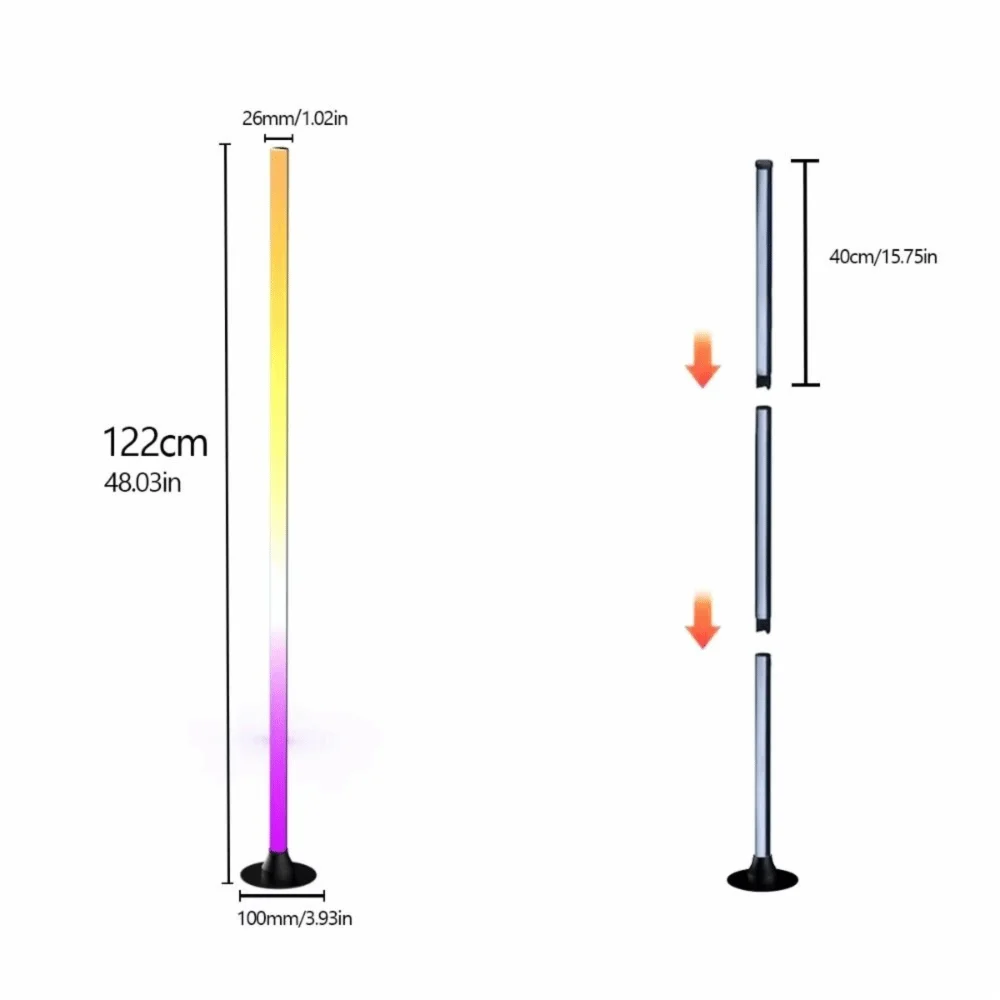 Remote Control Smart LED Floor Lamp Music Sync Dual Control Modes Corner Lighting Timer Function APP Control RGB Floor Lamp Pi-Mart