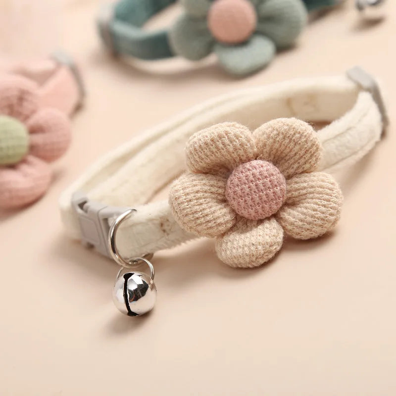 1Pc Cat Collar with Cute Flower  Adjustable Buckle Cat Collar Bell Collar Cat  Small Pet Supplies  Kitten Collar  Small Dog Acce Pi-Mart