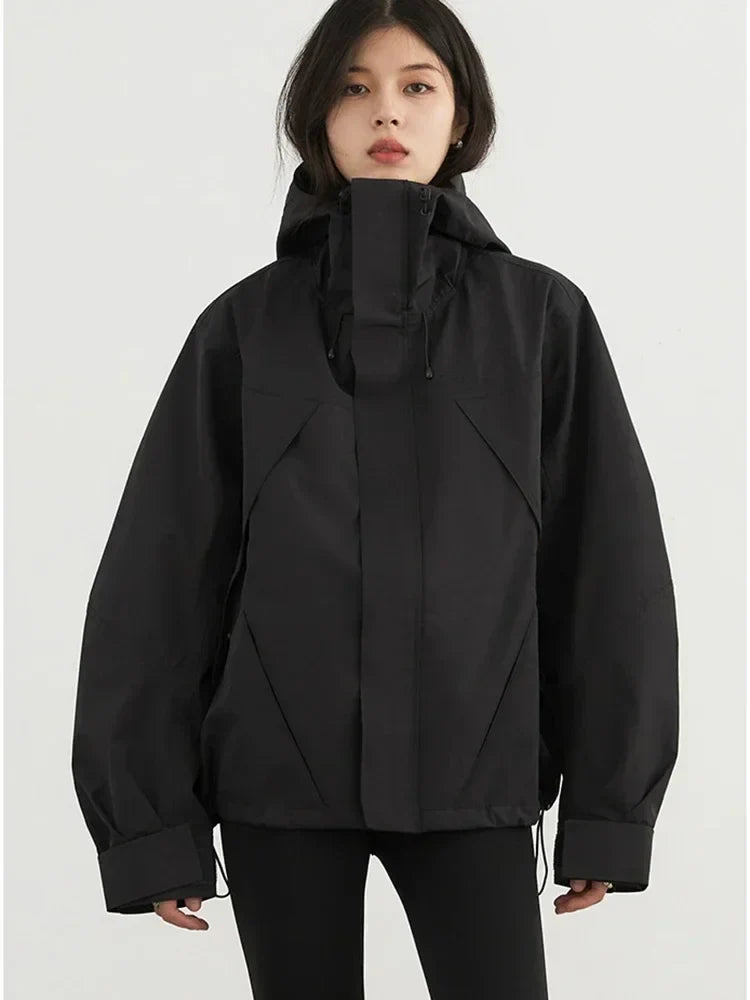 CHIC VEN Women Jacket Loose Solid Outdoor Jackets Casual Sports Hooded Short Coat Windproof Female Clothing Autumn Winter 2024 LadyShow.Store