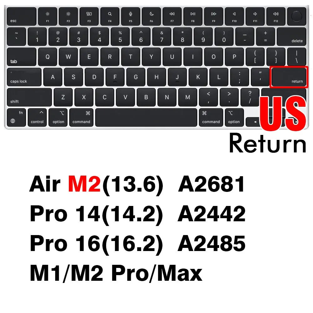 Keyboard Cover For Macbook Air 13 M2 Pro 13 M1 Pro 14 16 Max Silicone Protector Skin Case A2337 A2338 A2442 A2779 A2681 A2485 Pi-Mart