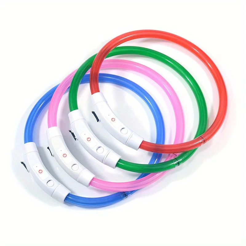 Pet Dog LED Light Collar Luminous Anti-Lost Dog Collar USB Rechargeable Dog Necklace Collar Pi-Mart