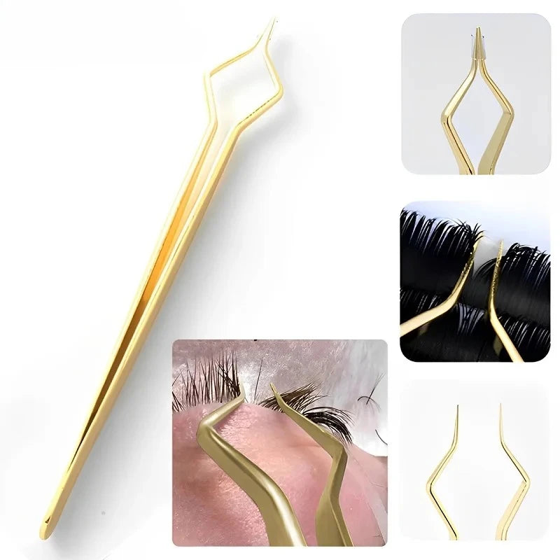 New Lash Extension Tweezers Anti slip Stainless Steel Curved Tip Straight Tweezers High Precision Nail Art Makeup Beauty  Tools Pi-Mart