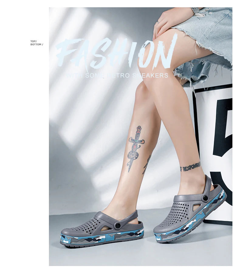 Men's summer casual hole shoes non slip lightweight breathable Two wearing men's sandals fashion comfort beach shoes slippers Pi-Mart