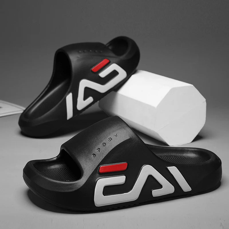 Extra-thick Sole Men Soft Air Cushion Casual Slippers EVA Sandals Fashion Flip Flops Outdoor Summer Seaside Beach Shoes Pi-Mart