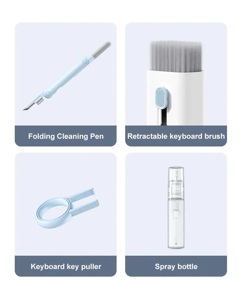 7 in 1 Computer Keyboard Cleaner Brush Kit Earphone Cleaning Pen For Headset Keyboard Cleaning Tools Cleaner Keycap Puller Kit Pi-Mart