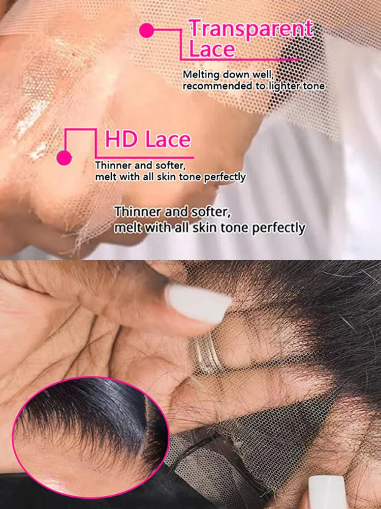 40 46 Inch 13x4 13x6 HD Transparent Bone Straight Lace Front Wigs 220 Density Brazilian Human Hair Wigs For Women LadyShow.Store