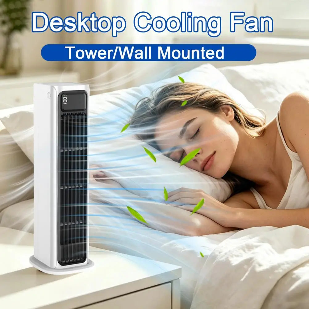 Portable Air Conditioner, Wall Mount Desktop Fan, 3 Speed Bladeless Tower Fan with Digital Display, Quiet Personal Cooling Fan f Pi-Mart