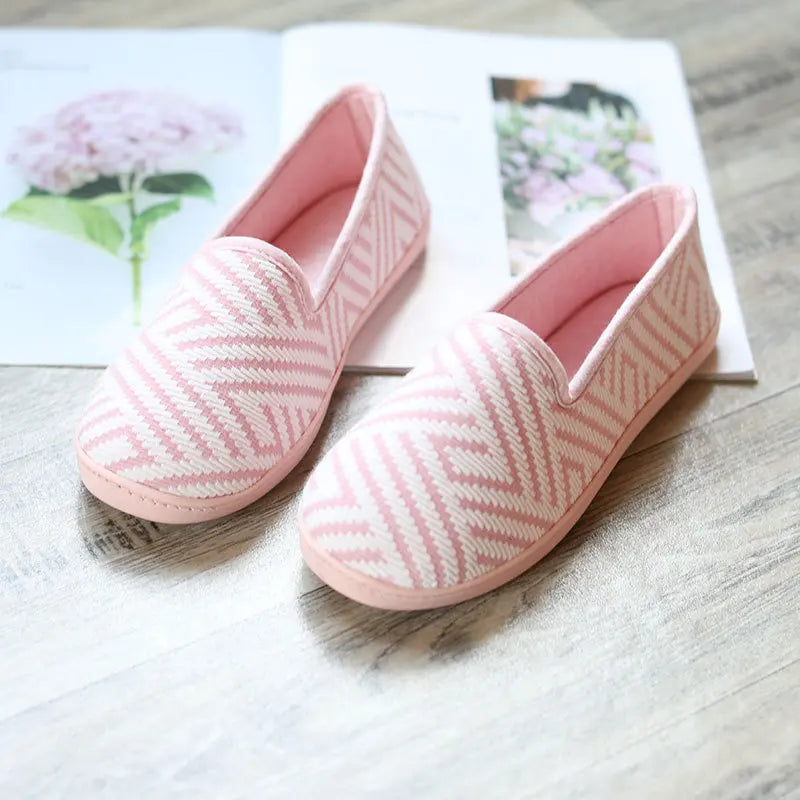 New 2026 Spring Autumn At Home Thermal Anti-Skid Slippers Women's Knitted Indoor Slippers Soft Outsole House Shoes Pi-Mart