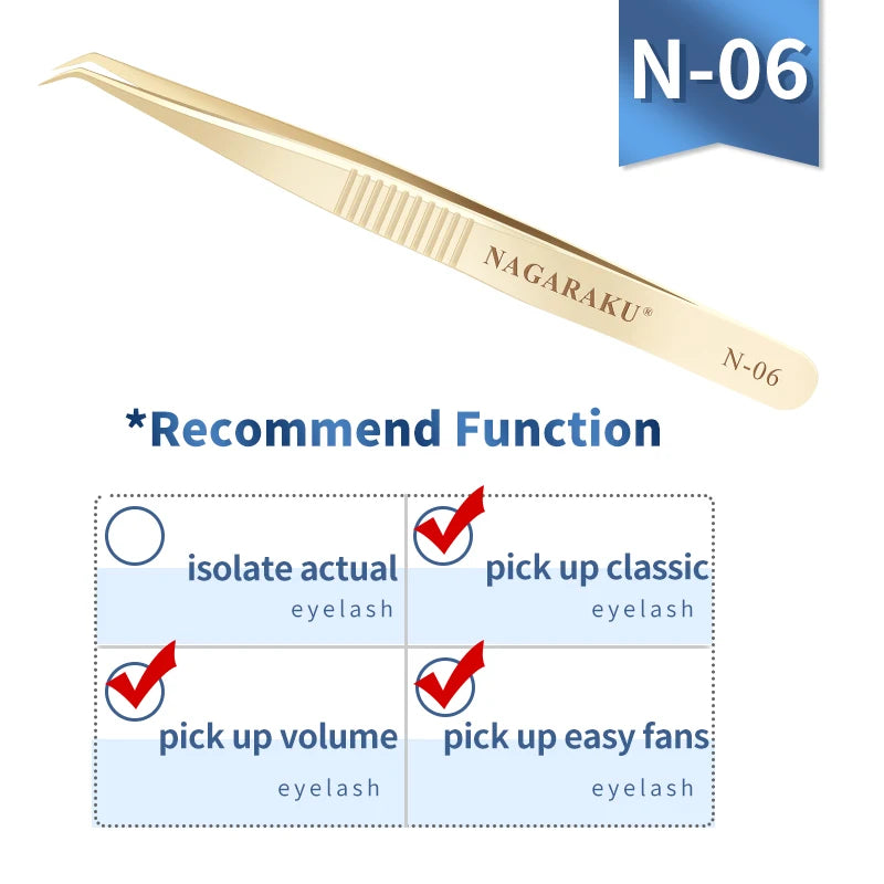NAGARAKU Eyelash Extension Tweezers Makeup Stainless Steel Eyelash 3D accurate Clip Pi-Mart