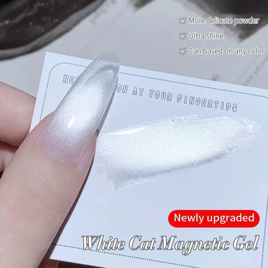 1-9pcs TC Flow Light White Cat Eye Gel Nail Polish Ultra Shine Soak Off UV Gel Mirror Glass Cat Magnet Gel Varnish Nail Supplies Tri Light Beauty
