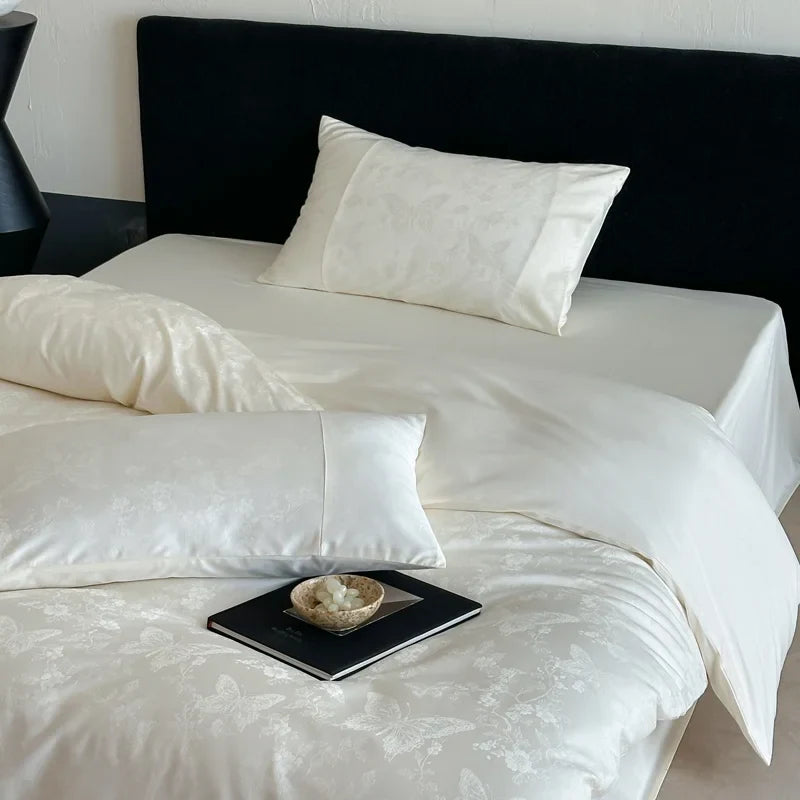 Long Staple Cotton Jacquard Bedding Set Single Double Queen King Size Duvet Cover Bedsheet Pillowcase Luxury Quilt Cover Set LadyShow.Store