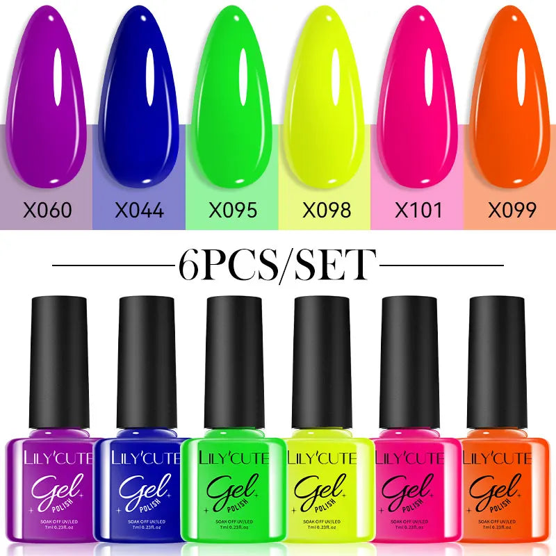 LILYCUTE 6Pcs/set 7ml Coffee Series Gel Nail Polish Kit 125 Colors Manicure Semi Permanent Soak Off UV Nail Art Gel Varnish Tri Light Beauty