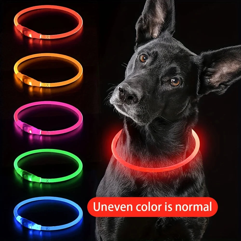 Pet Dog LED Light Collar Luminous Anti-Lost Dog Collar USB Rechargeable Dog Necklace Collar Pi-Mart