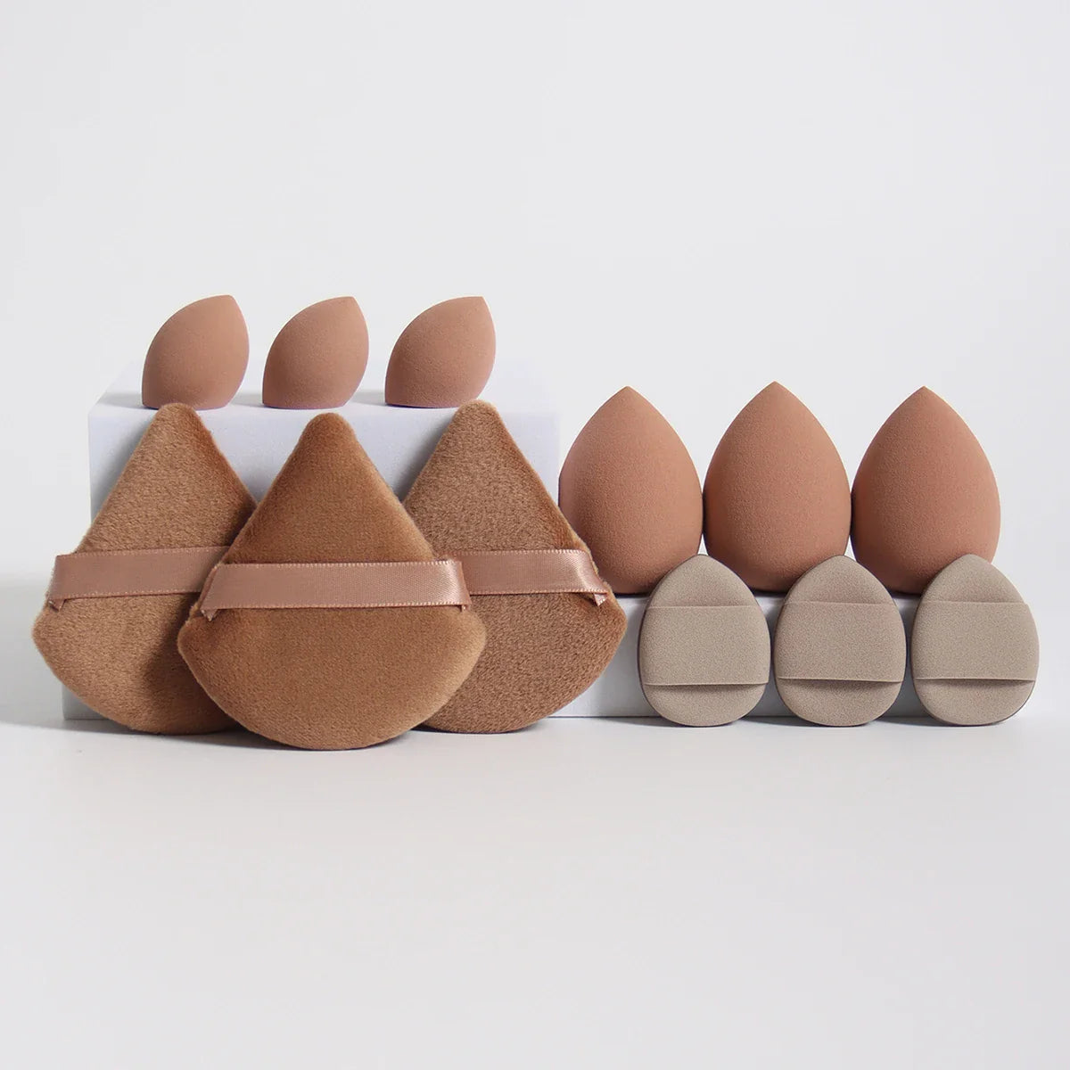 12-Piece All-Purpose Makeup Sponge Set, Made of 3 Loose Powder Puffs, 3 Mini Air Cushion Puffs, 3 Beauty Eggs and 3 Mini Beauty LadyShow.Store