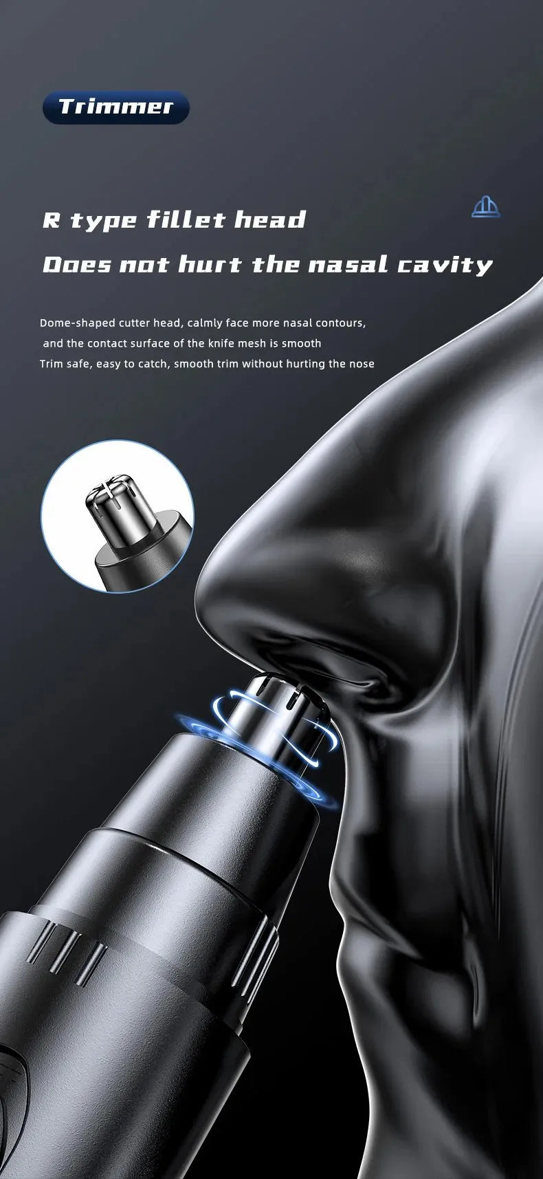 Electric Nose Hair Trimmer Safe Not To Hurt The Nose Not Stuck Hair Multifunctional Shaving Nose Hair Electric Eyebrow Trimmer Pi-Mart