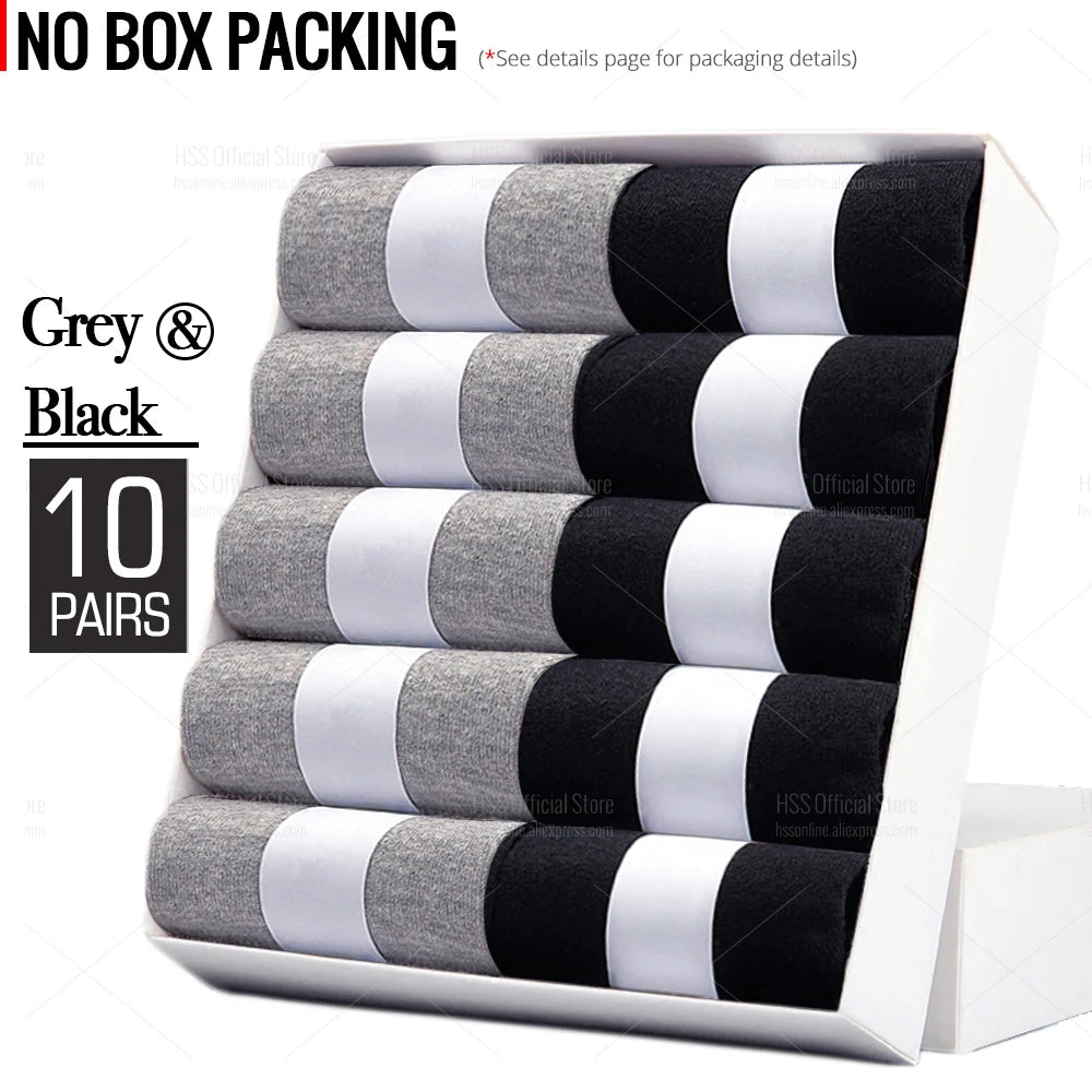 HSS 5/10 Pairs Men's Cotton Blend Socks Black Business Men Socks Soft Breathable Summer Winter for Male Socks Plus Size (6.5-14) Pi-Mart