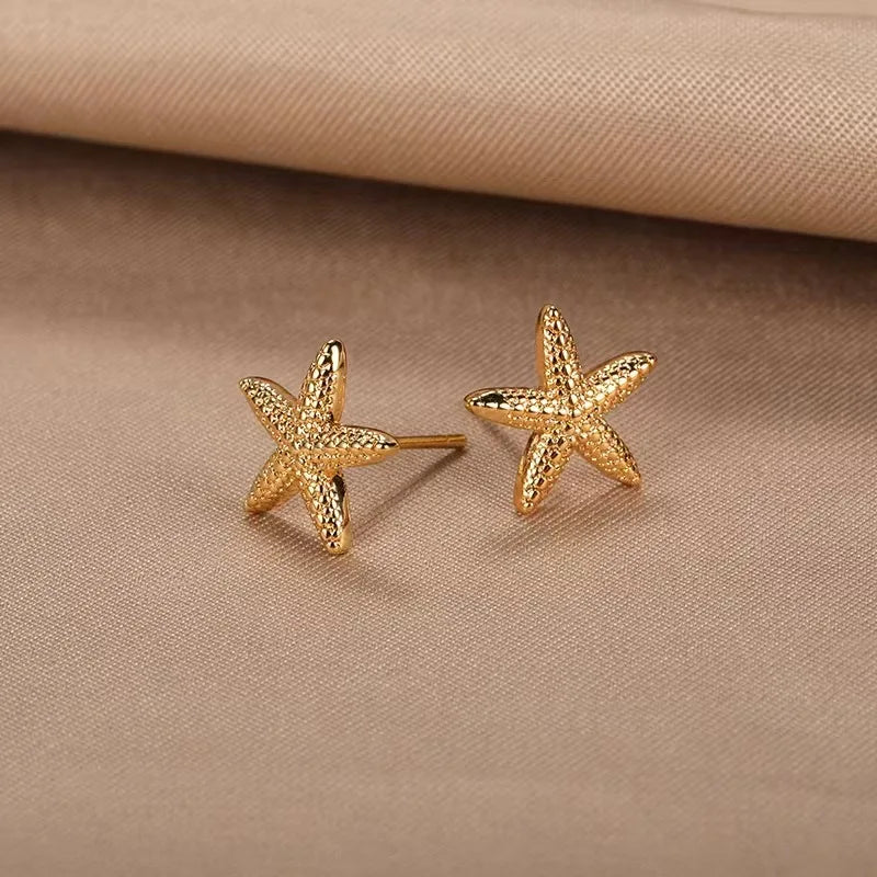 Vintage Star Shaped Earrings, Simple Star Shell Earrings, Ocean Party Jewelry Gift, New 2024 Collection Pi-Mart
