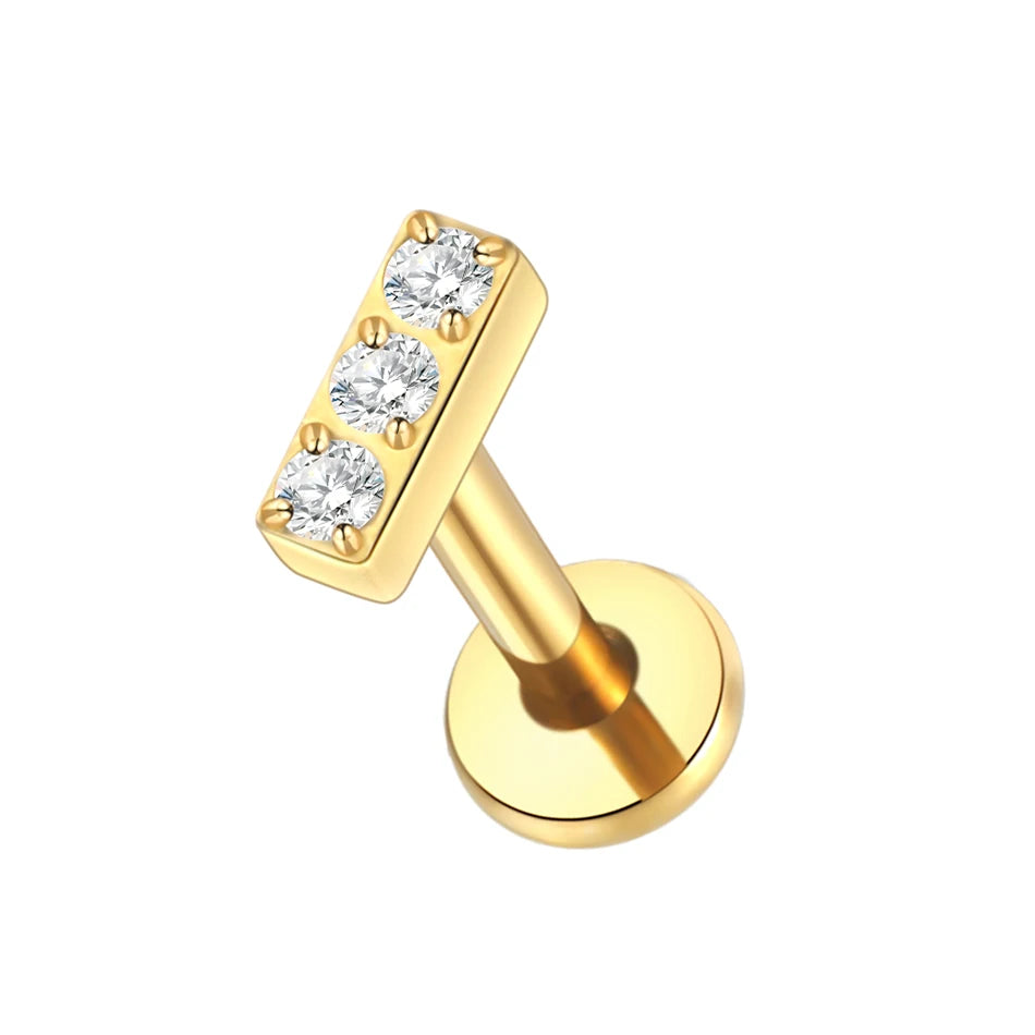 1Pc G23 Titanium Cartilage Stud Earrings for Women Lip Stud Labret Piercing Helix Daith Piercing Body Jewelry Pi-Mart