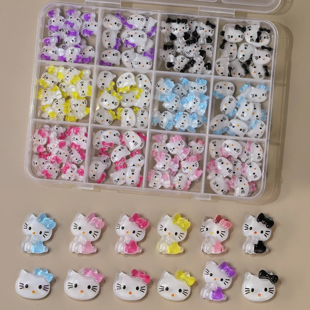50Pcs Leopard Sanrio 3D Resin Nail Charms Mixed Kuromi My Melody Kitty Nail Parts DIY Manicure Decor Accessories Pi-Mart
