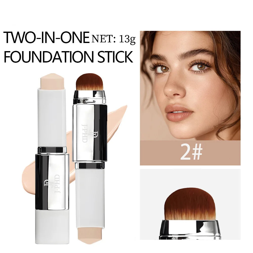 Two-in-one Brush Head Foundation Stick, Lightweight and Smooth, Long-lasting Coverage, Creating A Perfect Makeup Effect LadyShow.Store