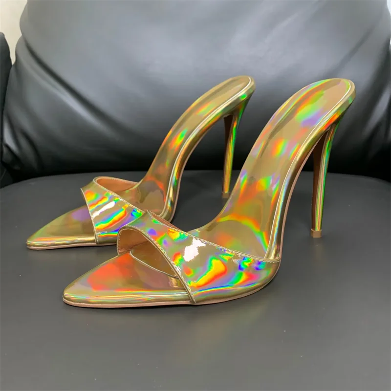 Super-high Heel Slippers Women Shoes Summer Peep Toe Mixed Colors Stiletto Sandals Sexy Party Ladies Shoes Luxury Woman Pumps LadyShow.Store