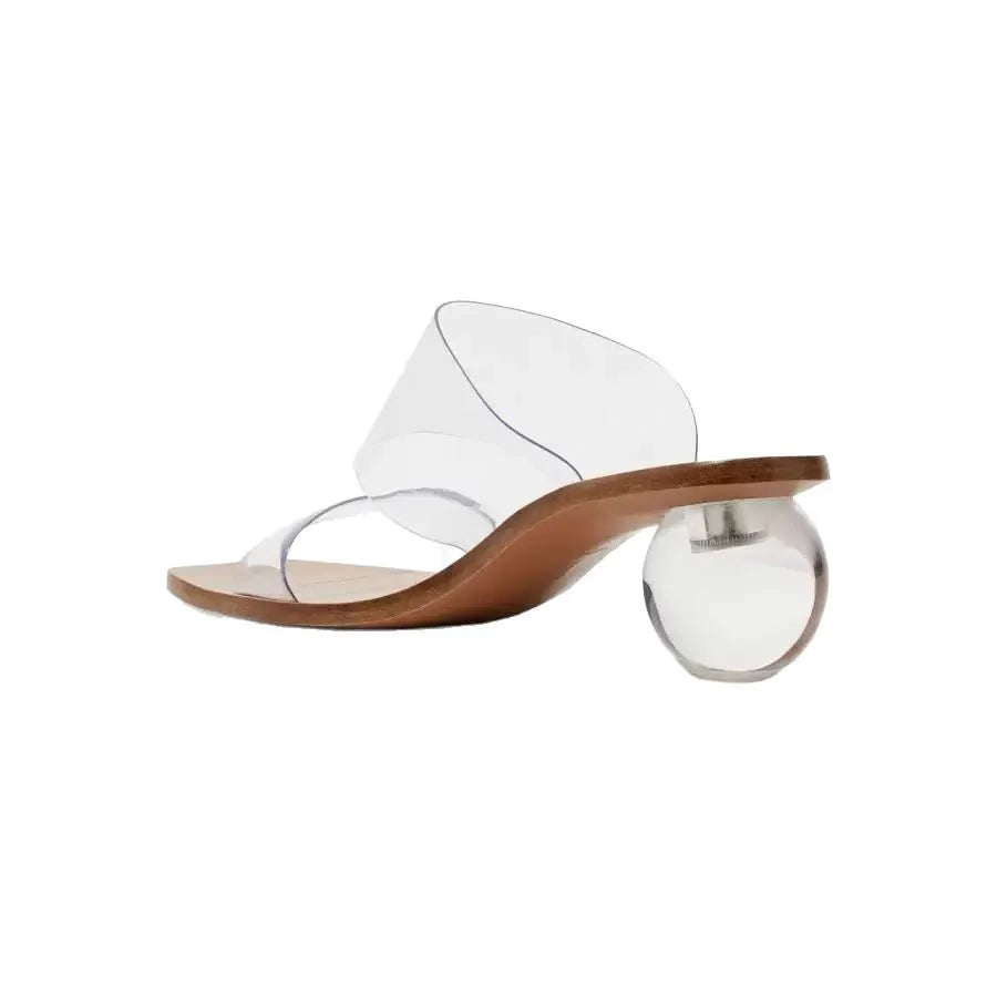 Crystal High Heels Square Toe Cool Slippers Women's European and American Fashion Word with Sandals Pi-Mart