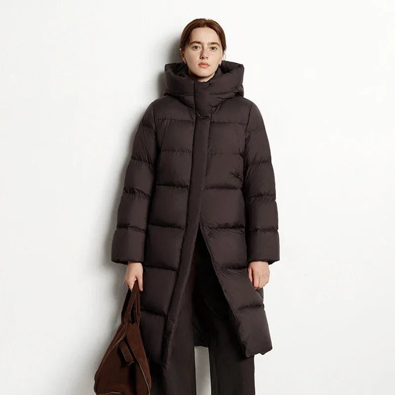 Semir Long Down Jacket Women Waterproof Hooded Coat 2025 Winter New Loose Girls' Jacket Multi-Color Thicken Windbrake Down Coat LadyShow.Store