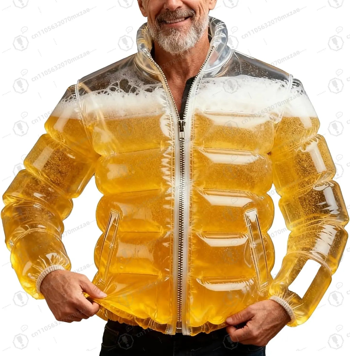 Beer Jacket With Straw for Men Women Transparent Warm Beer Puffer Jacket Drunk Jackets for Parties & Carnival Celebrations LadyShow.Store