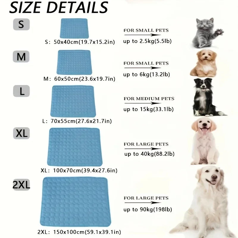 Summer Pet Ice Pad Cool Sleeping Mat Breathable Ice Silk Washable Pet Bed Durable Dog Cat Cushion Pet Supplies for Home Outdoor Pi-Mart