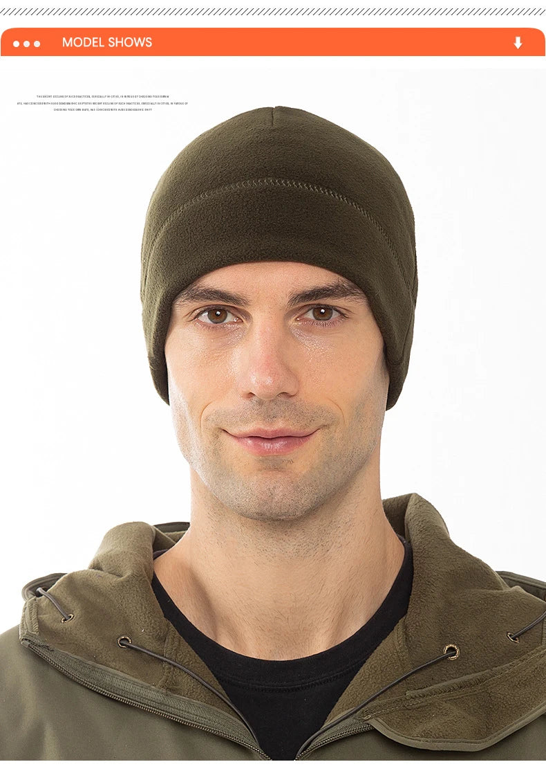 Winter Fleece Beanie Cycling Men Women Elastic Hiking Soft Thermal Commuting Ski Helmet Liner Hat Windproof Camping Cap Outdoor Pi-Mart