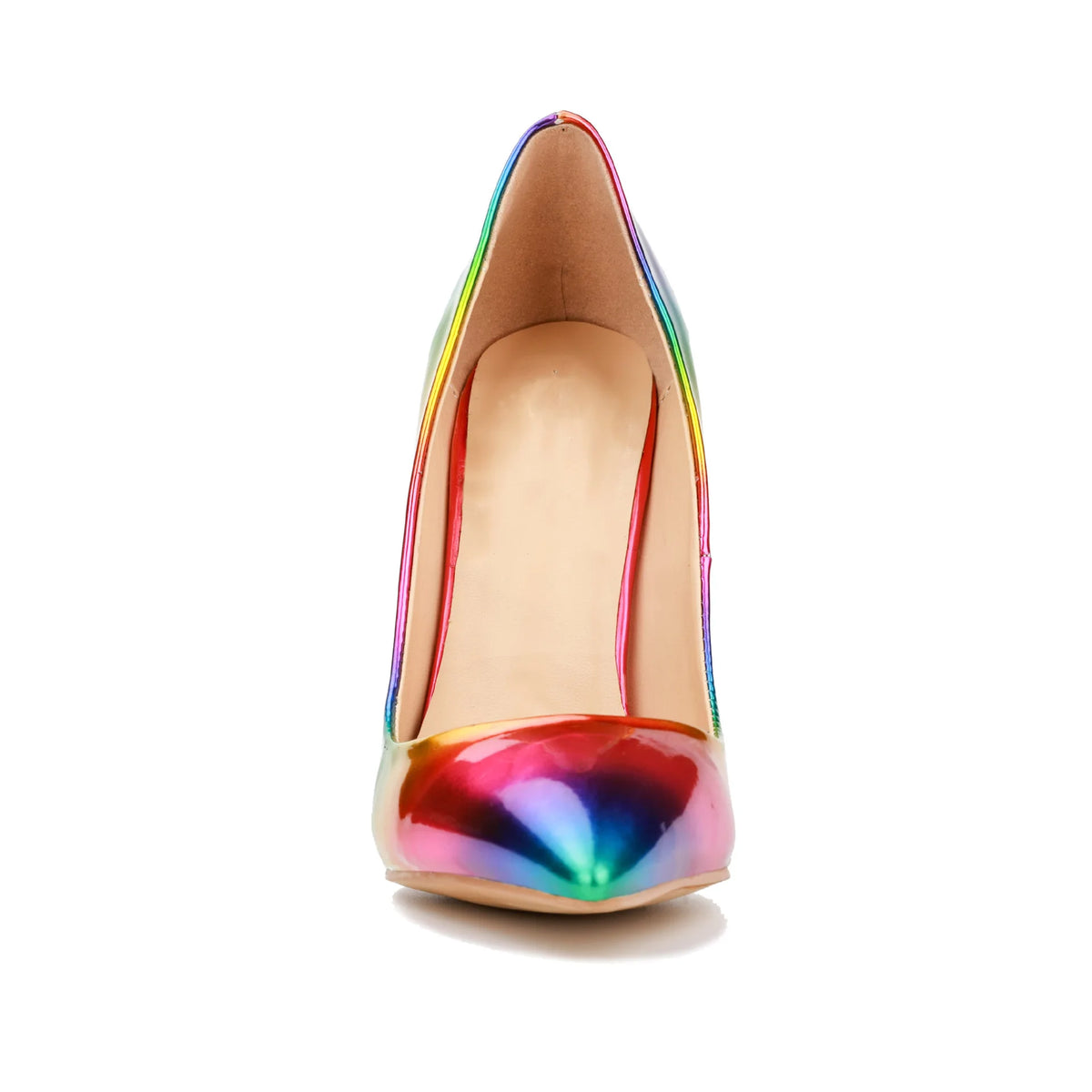 Brand Women High Heels 8-12CM Fashion Iridescent Pointed Toe Single Shoes Woman Thin Heel Summer Glossy Colorful Leather Pumps Pi-Mart