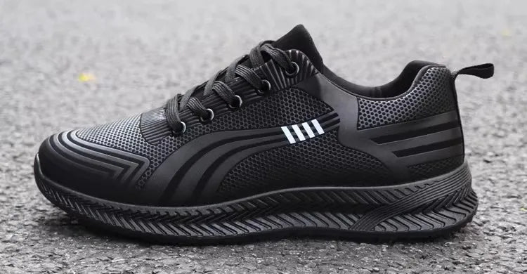 Waterproof Men's Sneakers Casual Running Shoes Soft Bottom Black Leather Sports Shoes Pi-Mart