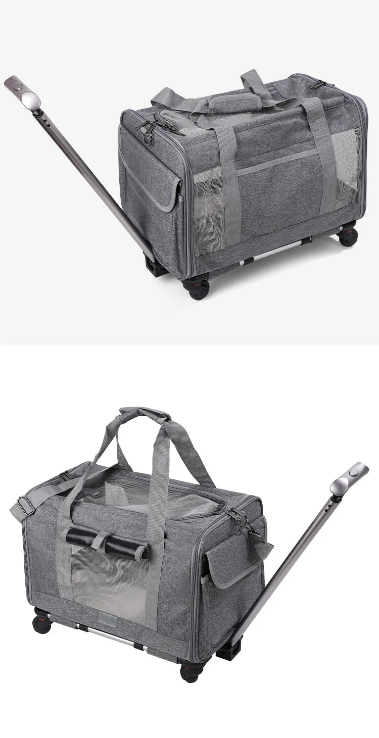 Pet Carrier with Wheels for Dogs Up To 15lbs & Cat  Airline Approved Dog Carrier Rolling Pet Carrier Foldable Pet Stroller Pi-Mart