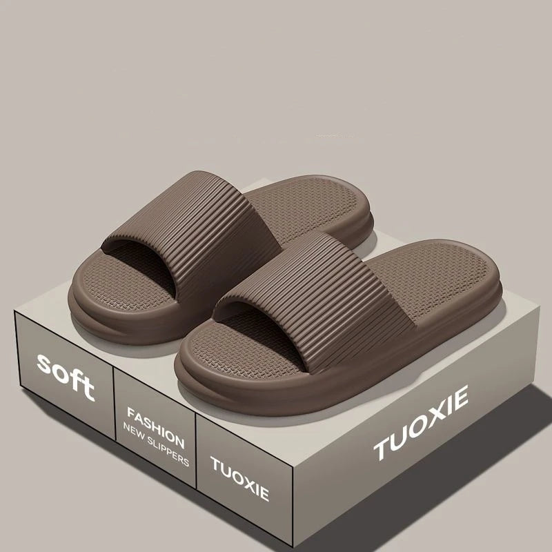 Women Summer Concise EVA Slippers Men Soft Home Slides Couples Bathroom Non-slip Sandals Adults Comfortable Outdoor Beach Shoes Pi-Mart