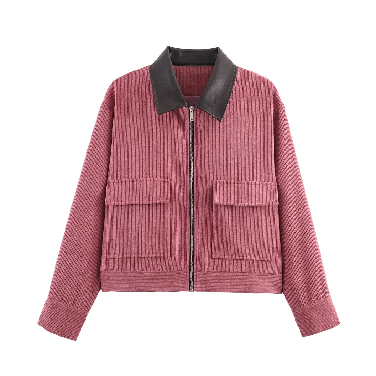 SLTNX Spring Pink Casual Jacket Women's Loose Fit Streetwear Front Zipper Pockets Lounge Wear Daily Outerwear LadyShow.Store