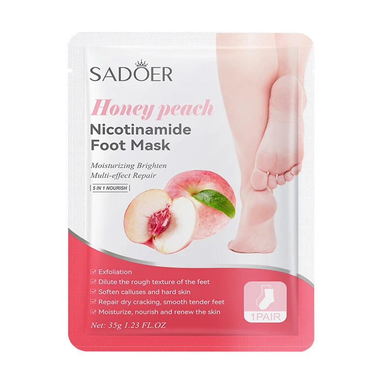 6 Pairs SADOER Fruits Foot Mask Moisturizing Foot Peeling Mask Exfoliating For Feet Spa Pedicure Exfoliant Feet Skin Care Pi-Mart