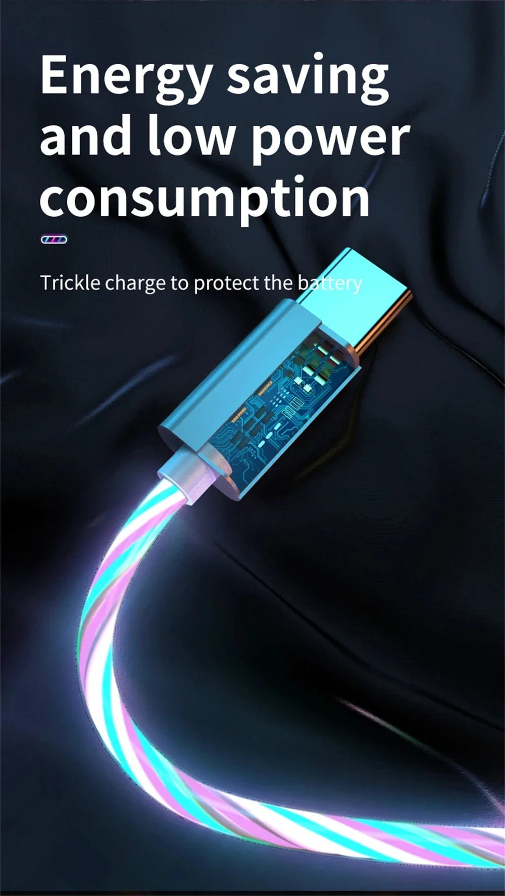 Glowing LED Light USB 3 IN 1 cable Phone Fast Charging Charger Luminous Type C Cable For Xiaomi iPhone Phone Accessories Pi-Mart