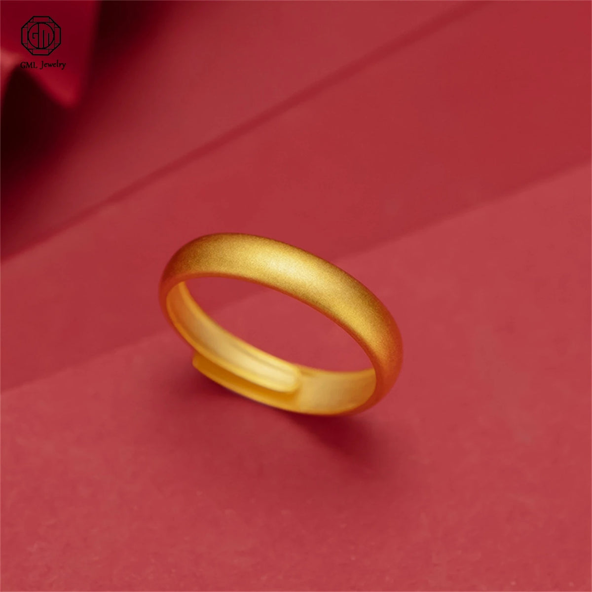 Sand Gold Adjustable Ring Matte Wide Band Openable Fade Resistant Unisex Couple Jewelry Solid Minimalist Gift Pi-Mart