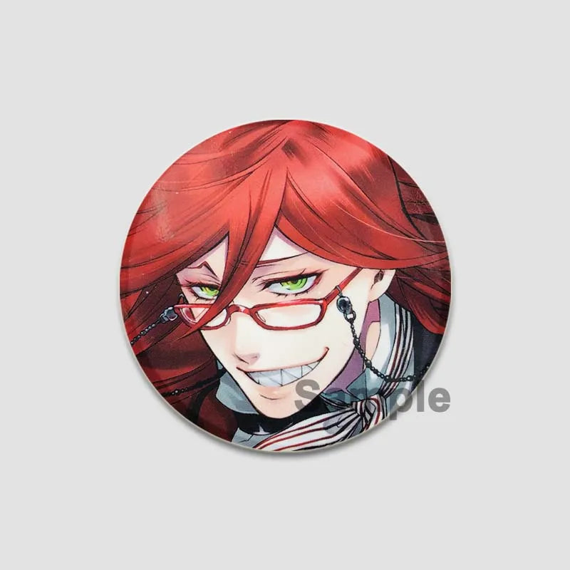 58MM Cartoon Comics Black Butler Creative DIY Badge Tinplate Plastic Pins Button Brooches for Backpack Accessories Jewelry Gifts Pi-Mart