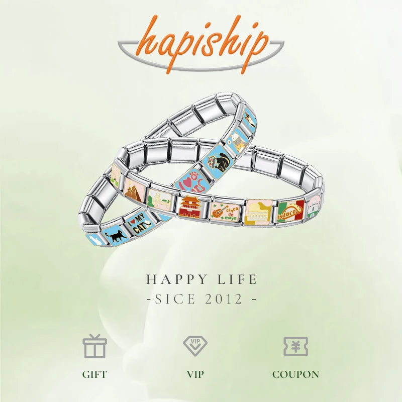 Hapiship 9mm Width Original Daisy Unicorn Angel Cup Santa Claus Italian Charm Fit Bracelet Stainless Steel Jewelry Making DJ050 Pi-Mart