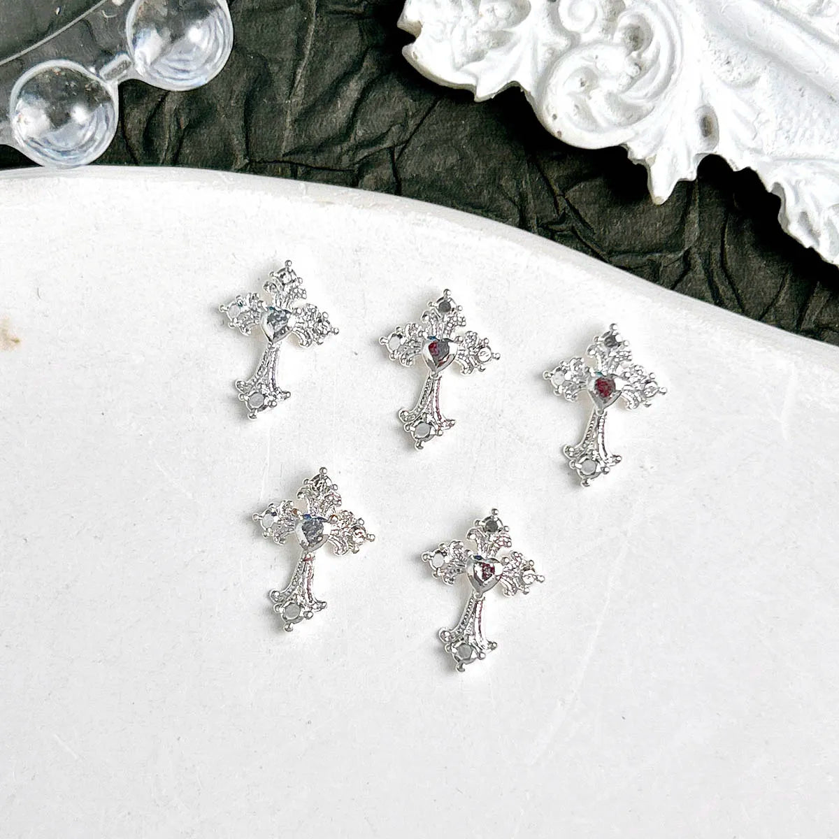 20PCS 3D Light Luxury Classic Cross Nail Charms Creative Exquisite Retro Alloy Cross Nail Art Decorations for DIY Cool Manicure Pi-Mart