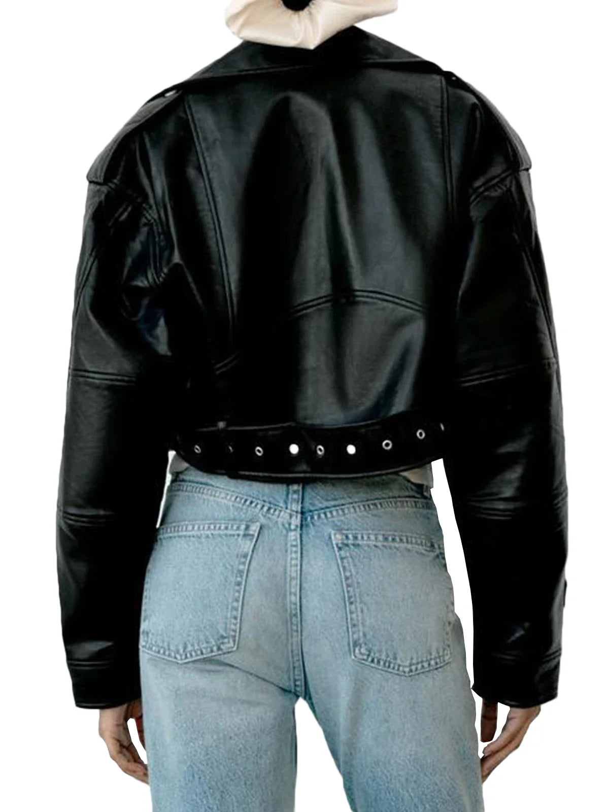 Fitaylor Women Faux PU Leather Jacket Casual Lady Lapel Zipper Short Leather Jacket High Street Motorcycle Coat LadyShow.Store