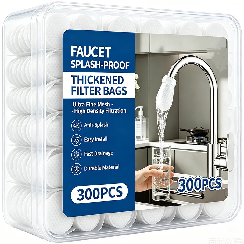 300/30PCS Faucet Filter Cotton Tap Water Filter Bag Faucet Anti Splash Tap Purifier Bag Kitchen Thickened Washable Sediment Bag Pi-Mart