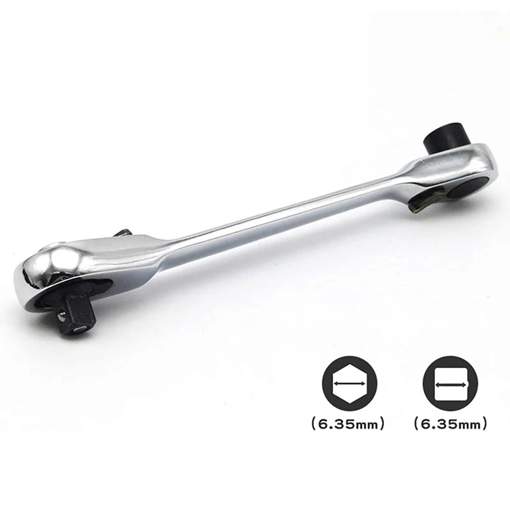 Mini Double Headed Ratchet Wrench 1/4 Inch Drive Socket Screwdriver Bit Driver Quick Release Ratchet Wrench Hand Tools Pi-Mart