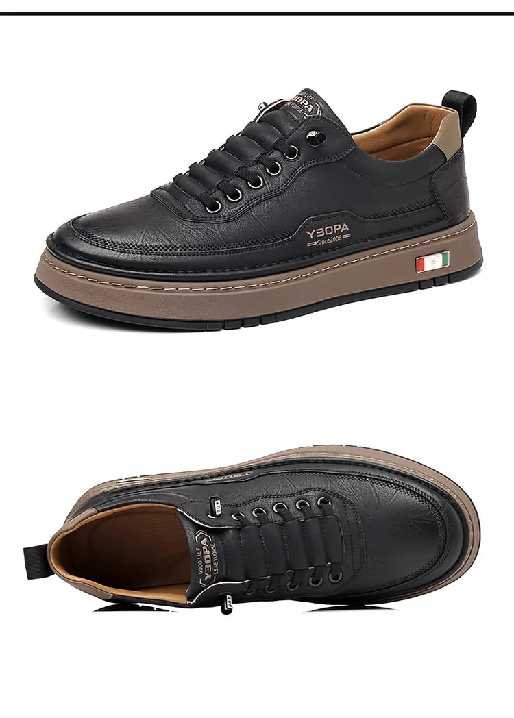 New Large Size 38-48 Leather Men's Sneakers Fashion Casual Men's Platform Sneakers Spring Autumn Designer Board Shoes Man Pi-Mart