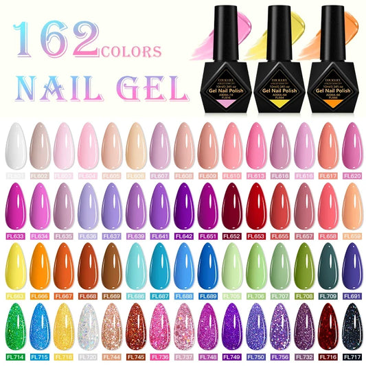10ml Gel Nail Polish 162 Colors Nail Supplies Vernis Semi Permanent Nail Art Manicure Soak Off LED UV Gel Nail Varnishes Summer Tri Light Beauty
